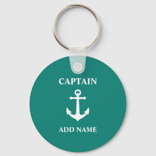 Vintage Nautical Anchor Captain Name or Boat Name Keychain