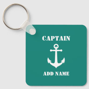 Vintage Nautical Anchor Captain or Boat Name Keychain