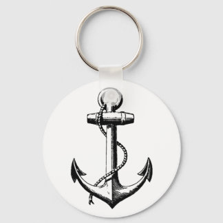Vintage Nautical Anchor Illustration Keychain