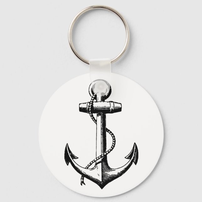 Vintage Nautical Anchor Illustration Keychain (Front)