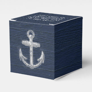 Vintage Nautical Anchor Navy Blue/White Favor Box