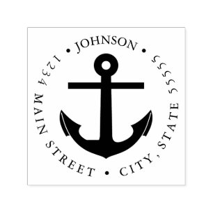 Vintage Nautical Anchor Return Label Self-inking Stamp
