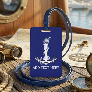 Vintage Nautical Anchor Rope Boat Name Badge