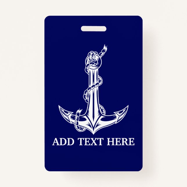 Vintage Nautical Anchor Rope Boat Name Badge (Front)