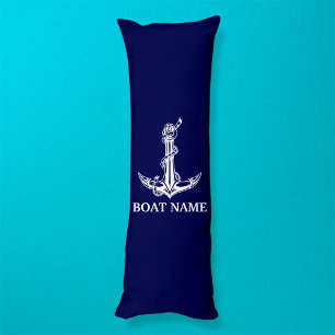 Vintage Nautical Anchor Rope Boat Name Body Pillow