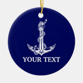 Vintage Nautical Anchor Rope Boat Name Ceramic Ornament
