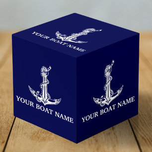 Vintage Nautical Anchor Rope Boat Name Cube