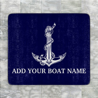 Vintage Nautical Anchor Rope Boat Name Cutting Board