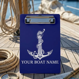 Vintage Nautical Anchor Rope Boat Name Mini Clipboard