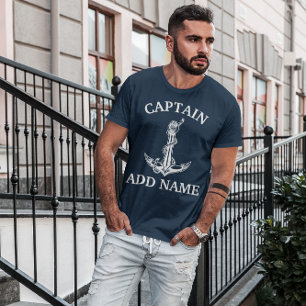 Vintage Nautical Anchor Rope Captain Name T-Shirt