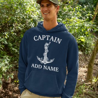 Vintage Nautical Anchor Rope Captain Name T-Shirt Hoodie