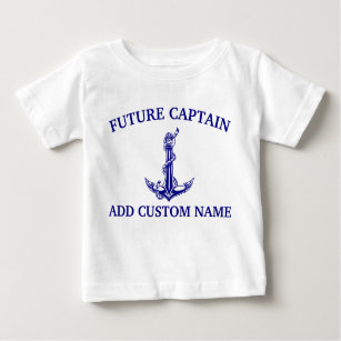 Vintage Nautical Anchor Rope Future Captain Name Baby T-Shirt