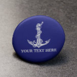 Vintage Nautical Anchor Rope Your Text Here 1 Inch Round Button<br><div class="desc">Vintage Nautical Anchor Rope Boat Name Design for Boat Lovers.</div>