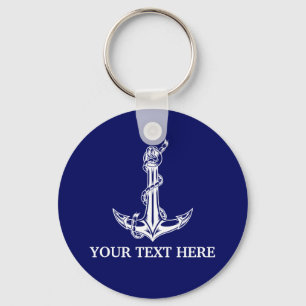 Vintage Nautical Anchor Rope Your Text Here Keychain