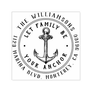Vintage Nautical Anchor Round Name Return Address Self-inking Stamp