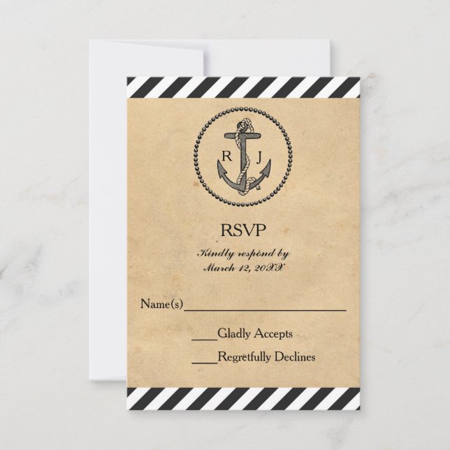 Vintage Nautical Anchor - RSVP Response Card (Front)