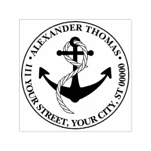 Vintage Nautical Anchor Ship Name Return Address Self-inking Stamp