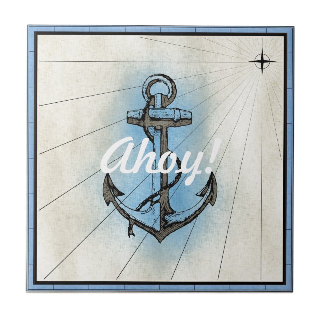 Vintage Nautical Anchor Tile (Front)