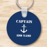 Vintage Nautical Anchor with Captain or Boat Name Keychain<br><div class="desc">Vintage Nautical Anchor with Custom Captain or Boat Name keychain.</div>