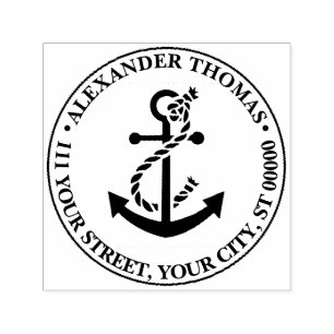 Vintage Nautical Anchor with Rope Name Address Self-inking Stamp