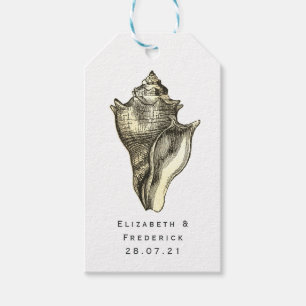 Vintage Nautical Blue and Gold Shell Gift Tags