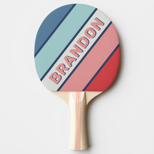 Vintage Nautical Blue Bold Striped Ping Pong Paddle (Front)