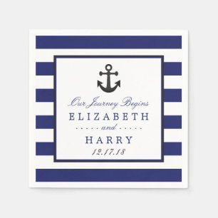 Vintage Nautical Charcoal Anchor Wedding Napkin