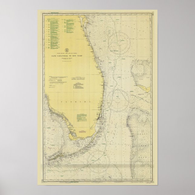 Vintage Nautical Chart Map of Florida (Front)