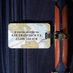 Vintage Nautical Chart San Francisco CA Luggage Tag