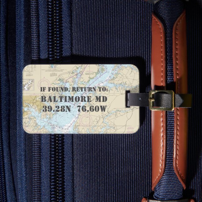 Vintage Nautical Chesapeake Bay Baltimore Luggage Tag (Front Insitu 4)