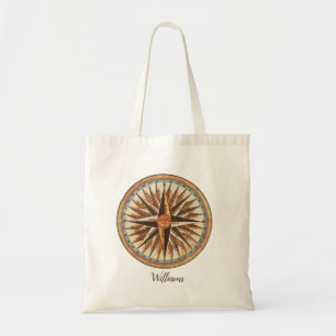 Vintage Nautical Compass Custom Tote Bag Sailing