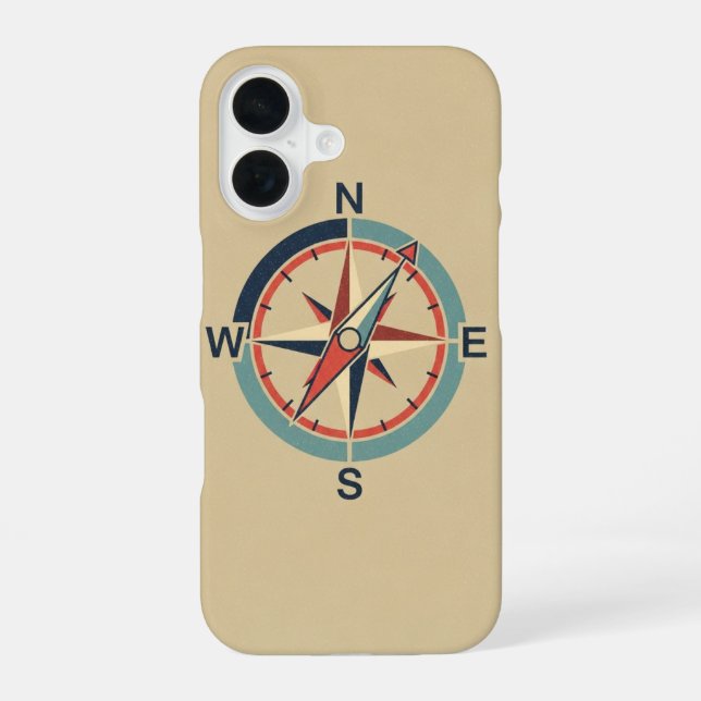 Vintage Nautical Compass iPhone 16 Case (Back)