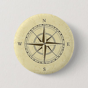 Vintage Nautical Compass Rose Ivory 2 Inch Round Button