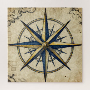 Vintage Nautical Compass Rose Jigsaw Puzzle