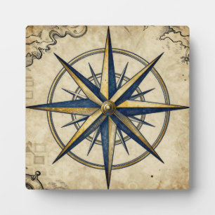 Vintage Nautical Compass Rose Plaque
