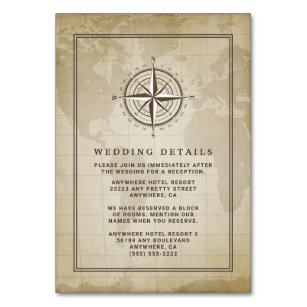 Vintage Nautical Compass Wedding Enclosure Cards
