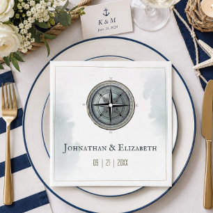 Vintage Nautical Compass Wedding Napkin