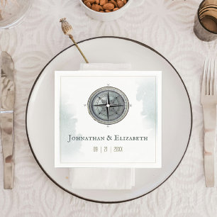 Vintage Nautical Compass Wedding Napkin