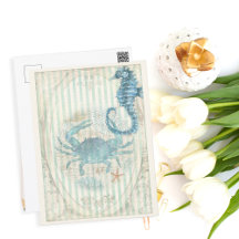 Vintage Nautical Crab and Seahorse 