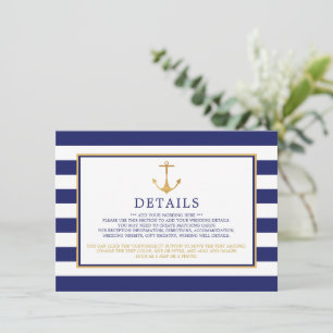 Vintage Nautical Gold Anchor Wedding Detail Enclosure Card