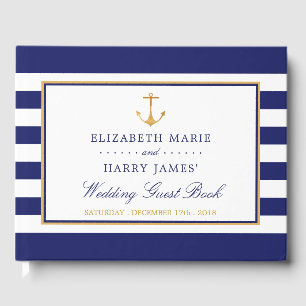 Vintage Nautical Gold Anchor Wedding Guest Book