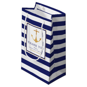 Vintage Nautical Gold Anchor Wedding Small Gift Bag