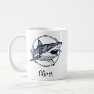 Vintage Nautical Great White Shark Coffee Mug