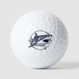 Vintage Nautical Great White Shark Golf Balls