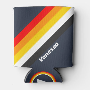 Vintage Nautical Harbor Stripes with Name Can Cooler