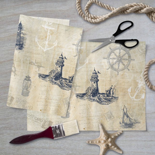 Vintage Nautical Lighthouse Decoupage Tissue Paper (Creator Uploaded)