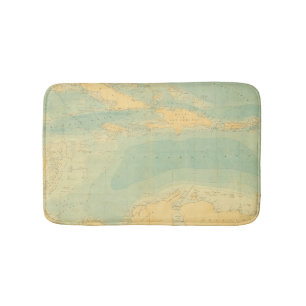 Vintage Nautical Map of the Caribbean Sea Bath Mat