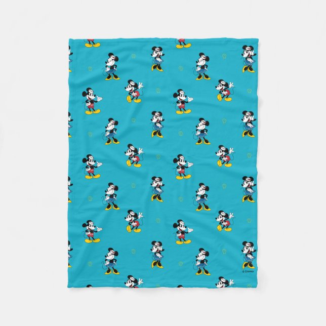 Vintage Nautical Mickey & Minnie Mouse Pattern Fleece Blanket (Front)