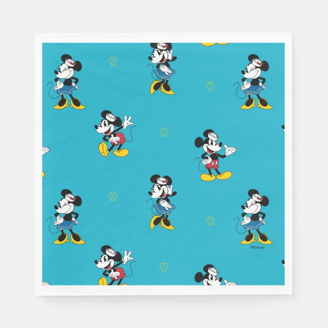 Vintage Nautical Mickey & Minnie Mouse Pattern Napkin (Front)