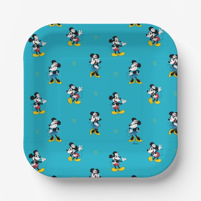 Vintage Nautical Mickey & Minnie Mouse Pattern Paper Plate (Front)